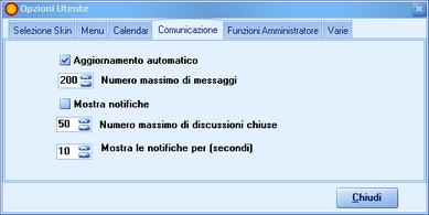 Opzioni Utente - Tab Comunicazione