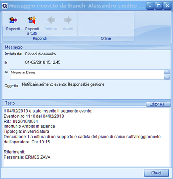 Messaggio di notifica
