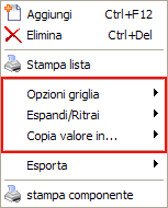 Menu sulle griglie Menu sulle griglie