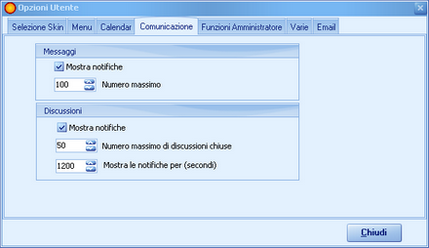 Opzioni Utente - Tab Comunicazione Opzioni Utente - Tab Comunicazione