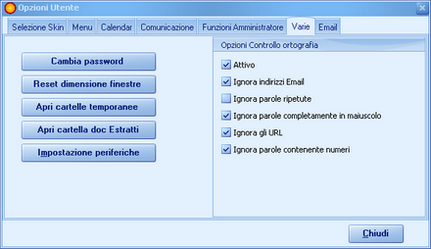 Opzioni Utente - Tab Varie Opzioni Utente - Tab Varie