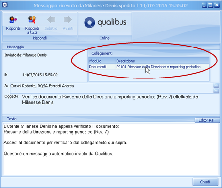 Mesaggio automatico di richiesta verifica Mesaggio automatico di richiesta verifica