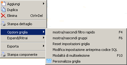 Menu sulle griglie Menu sulle griglie