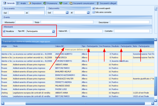 Sezione Generale della tab Consultazioni Sezione Generale della tab Consultazioni