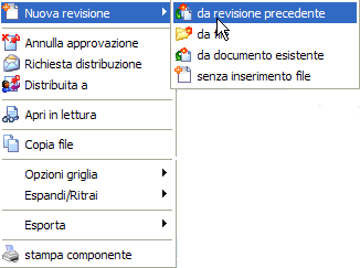 Menu contestuale sulla griglia