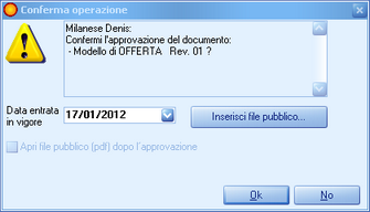 Maschera di Conferma approvazione del documento