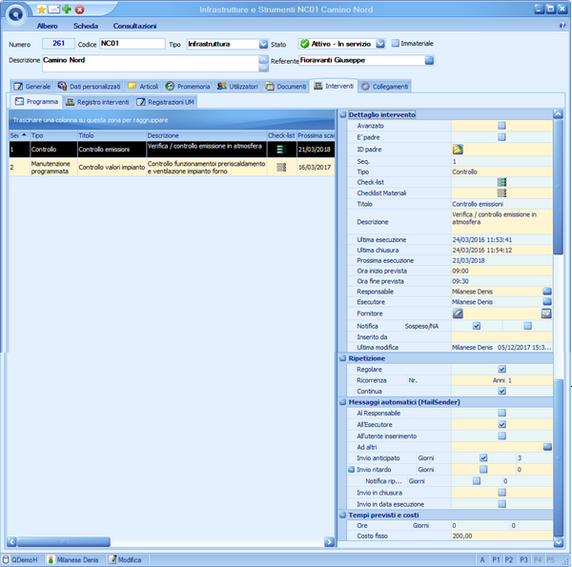 Tab Interventi - Sottosezione Programma