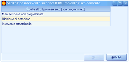 Maschera selezione intervento straordinario