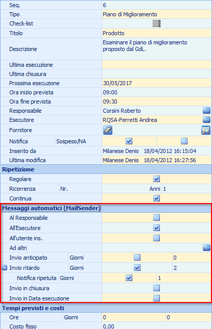 Griglia verticale di programmazione interventi