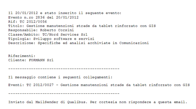 Messaggio del Mail Sender