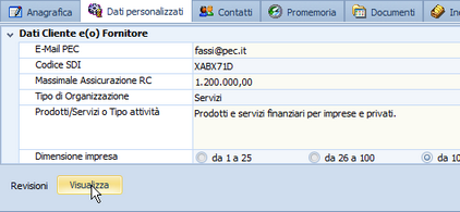 Pulsante "Visualizza" attivo nella tab Dati personalizzati