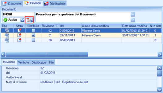 Documenti - Tab Revisioni