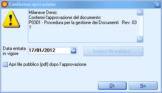 Maschera conferma approvazione
