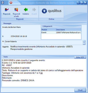Messaggio di notifica