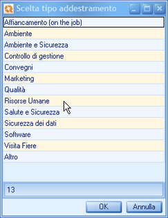Selezione Tipi addestramento