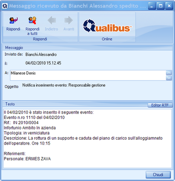 Messaggio di notifica