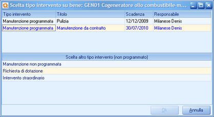 Maschera avvio intervento straordinario