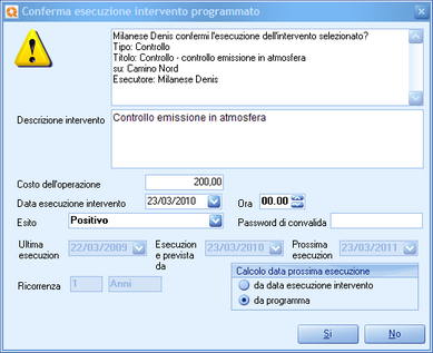 Maschera chiusura intervento programmato